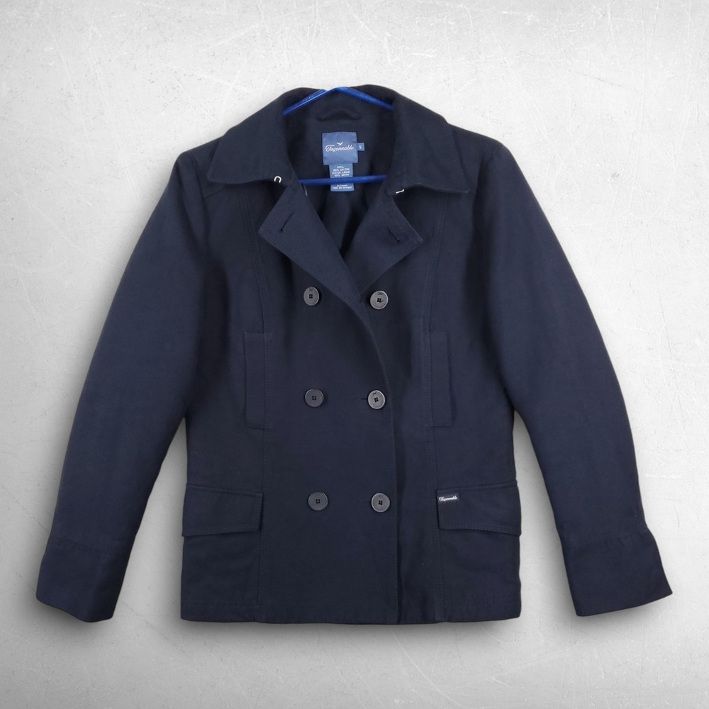 Faconnable Double Breasted Pea Coat Women S Navy Blue French Girl Quiet Luxury